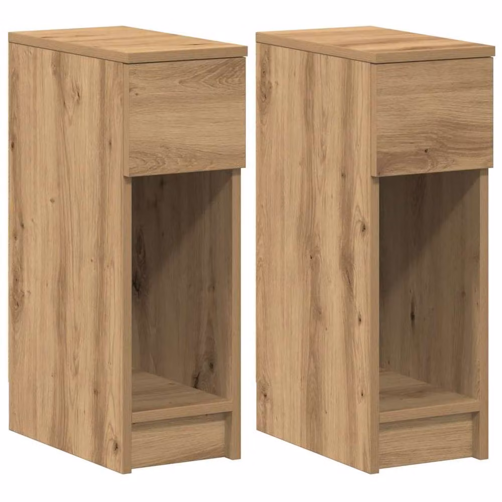 Berkfield Home Artisan Oak Bedside Cabinets with Drawer, 2 Pack, Brown, W/D/H: 20 x 36 x 60 cm – 2