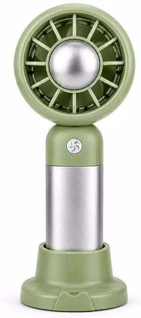 Dyzi Portable Handheld Mini Fan with Stand, Rechargeable USB-C, 3 Speeds, Green – 1