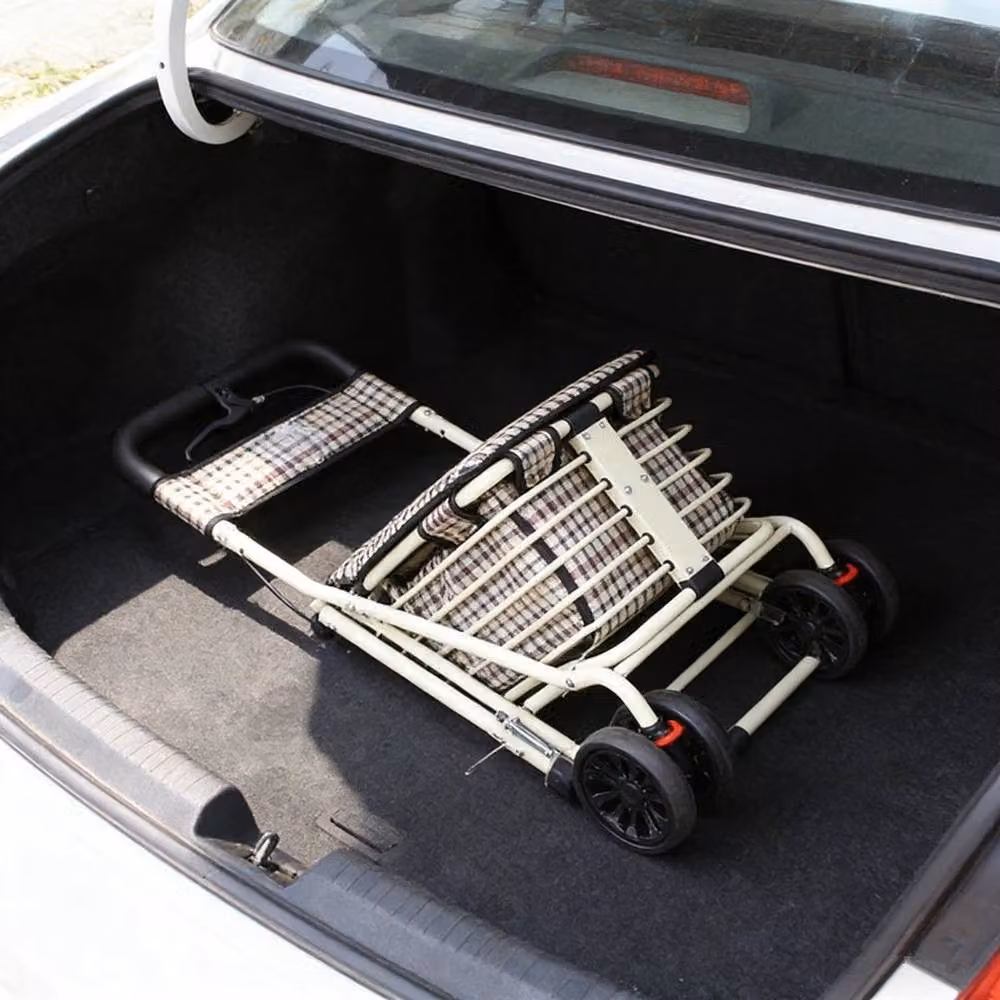FLAVORA 6 Wheel Shopping Trolley with Seat in Beige – 3