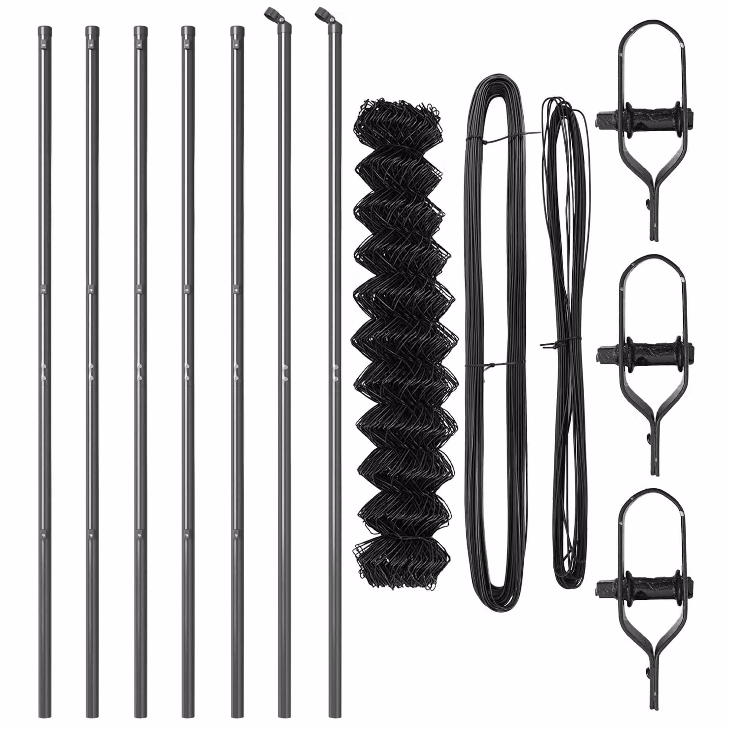 Berkfield Home Grey Galvanised Steel Chain Link Fence with 7 In-Ground Posts, W: 10 m, H: 1.2 m – 3