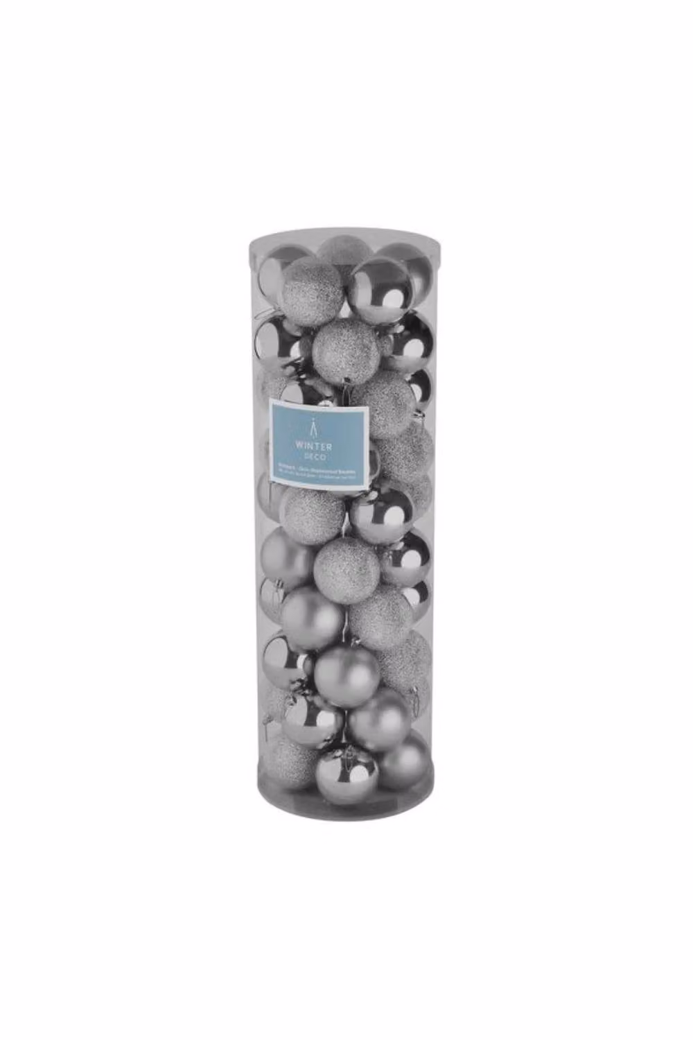 KDMD 48 Silver Round Plastic Christmas Bauble Ornaments, 10 cm – 2