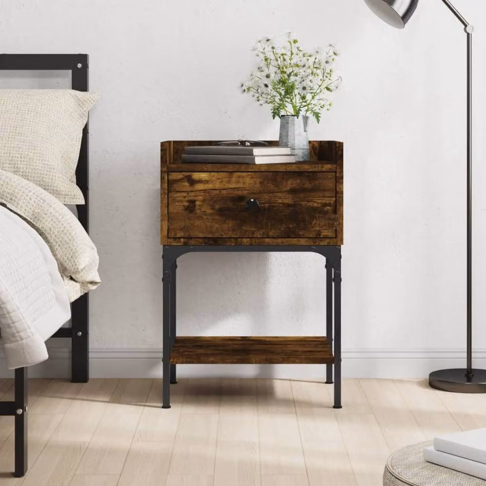 Berkfield Home Elegant Bedside Table in Smoked Oak Brown, W/D/H: 40.5 x 31 x 60 cm – 2