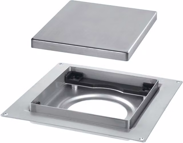 McAlpine Silver Stainless Steel Square Tile Insert Drain with Odour Trap, W: 15 cm x D: 16 cm