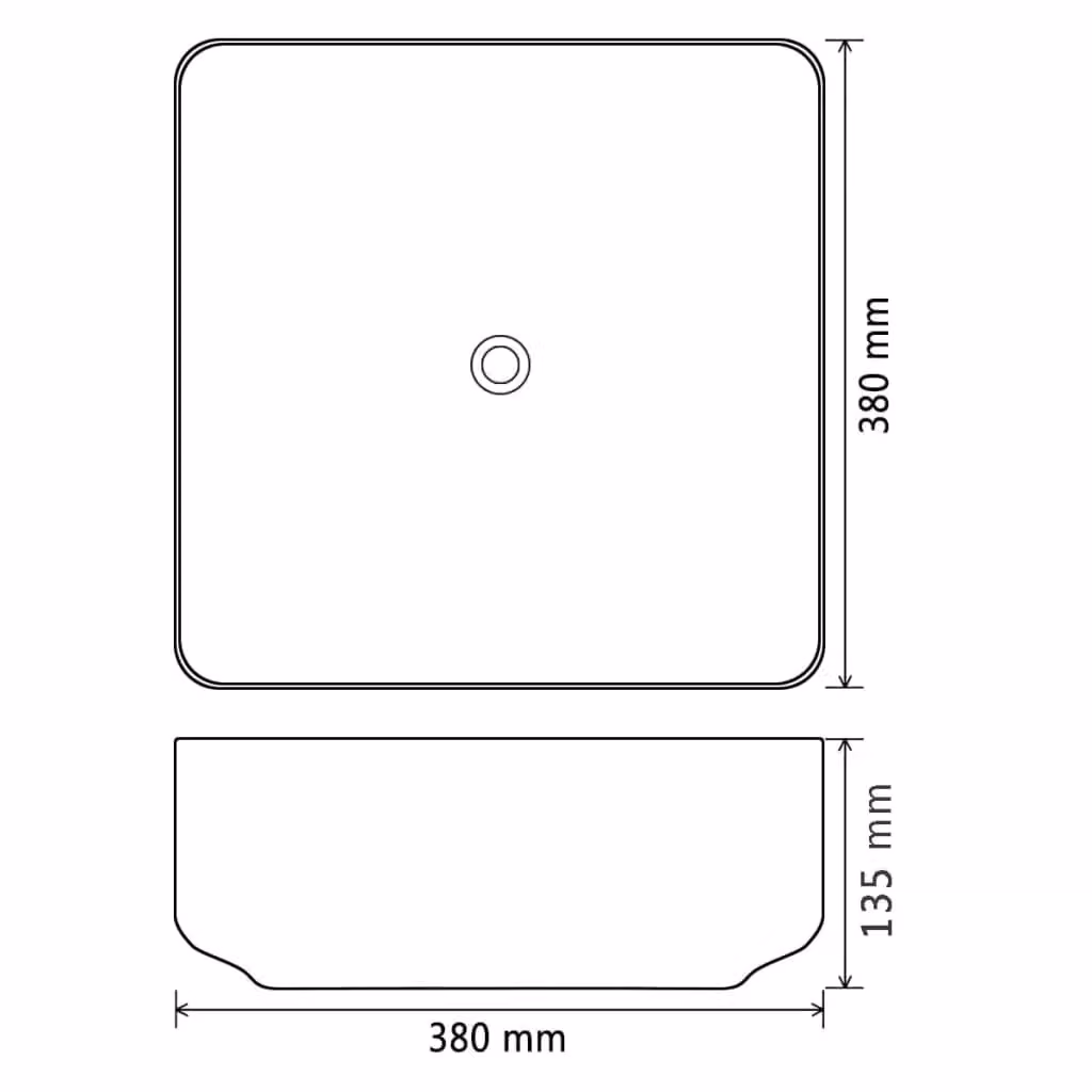 Berkfield Home Square Ceramic Basin in Black, W/D/H: 38 x 38 x 13.5 cm – 4