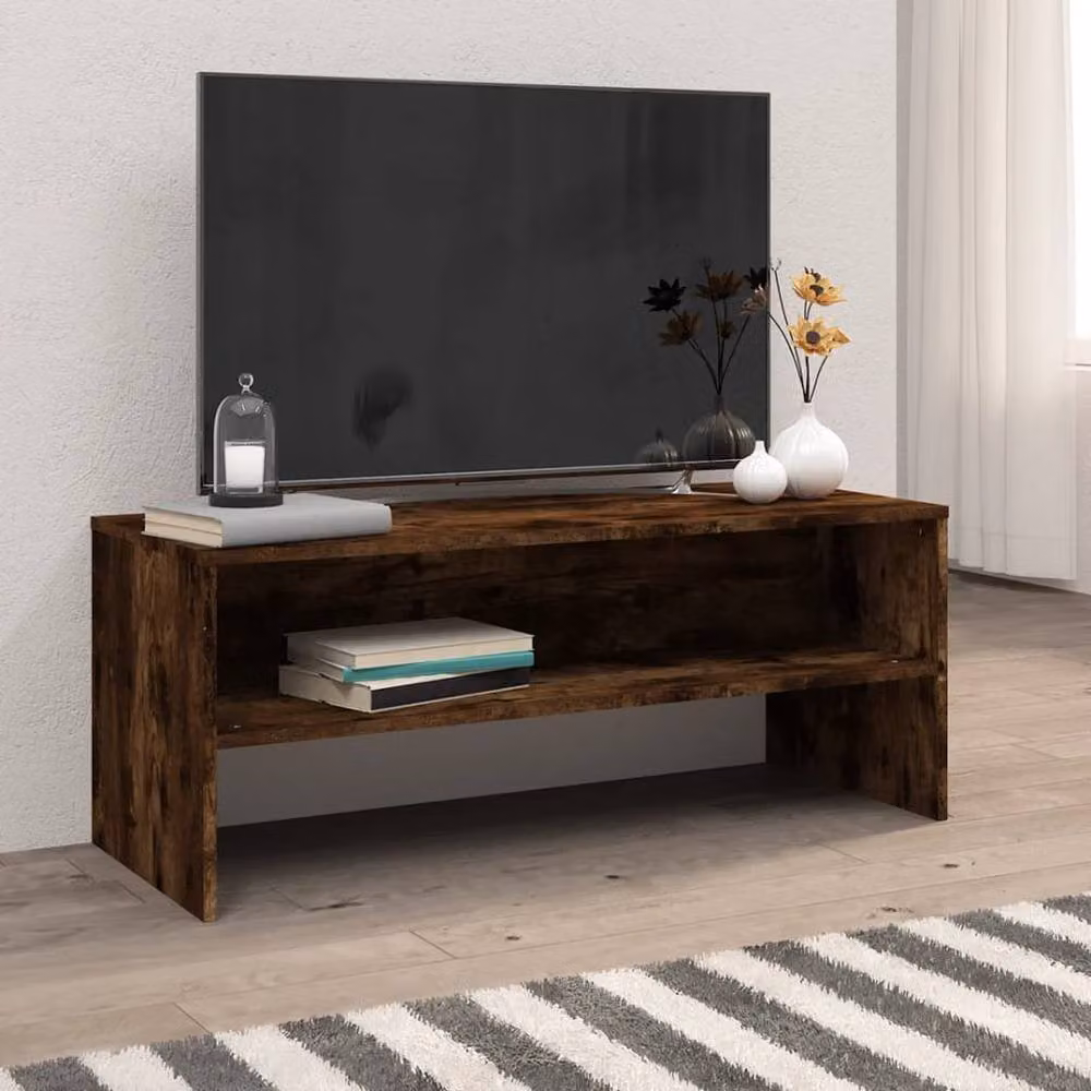 Berkfield Home Smoked Oak TV Cabinet in Brown, W/D/H: 100 x 40 x 40 cm – 2
