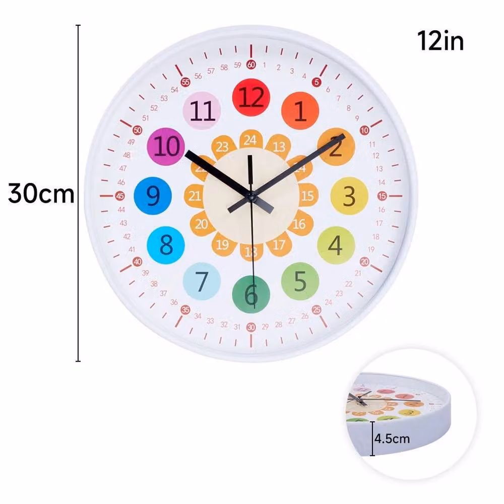 EONLION White Round Silent Wall Clock with Modern Geometric Design, Diameter: 100 cm – 2