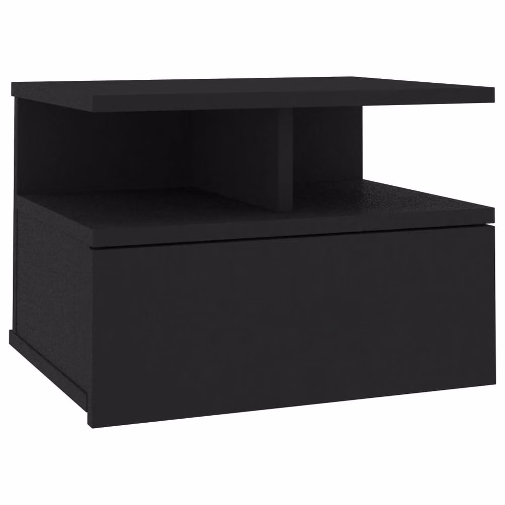 Berkfield Home Black Floating Nightstand in Engineered Wood, W: 40 cm, D: 31 cm, H: 27 cm – 2