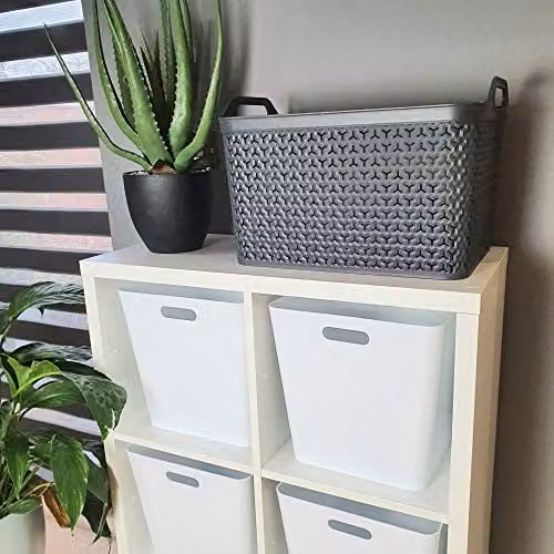 Wham Storage Studio Basket Cube 15.01 in White with Label Holder – 3