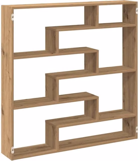 Berkfield Home Wall Mounted 7 Compartment Cube Shelf in Artisan Oak Brown
