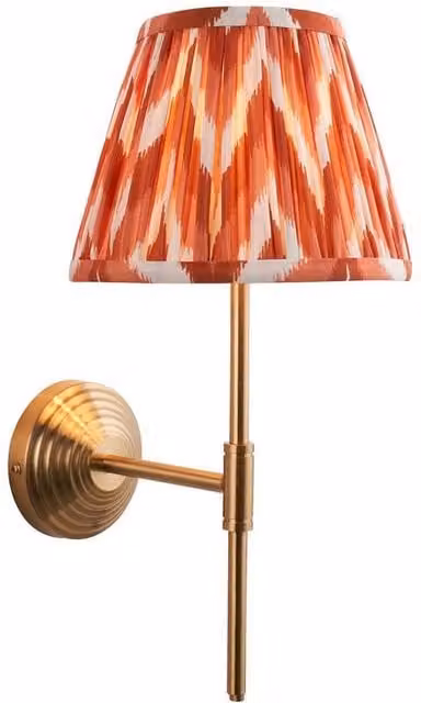 Netlighting Obelisk T Bar Wall Light in Orange Fabric with Gold Brass Finish, Diameter: 20 cm, B22