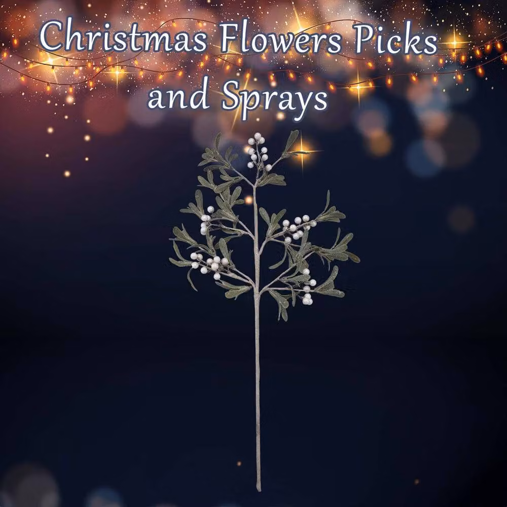 VFM e-Store Christmas Stem Leaves Decoration in Green and White, W/H: 10 x 70 cm – 2