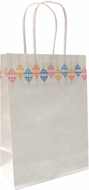 Peacock Supplies Colourful Lanterns Paper Treat Bags in Cream