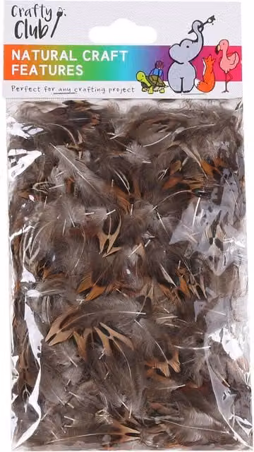 Crafty Club Natural Brown Craft Feathers