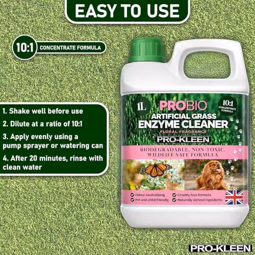 ProKleen ProBio Artificial Grass Cleaner Probiotic Based Deodoriser and Odour Eliminator, Floral Fragrance, 1 l – 5
