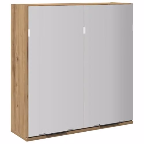 vidaXL Modern Bathroom Mirror Cabinet in Brown with Glass Doors, W/D/H: 64 x 20 x 66.5 cm – 1