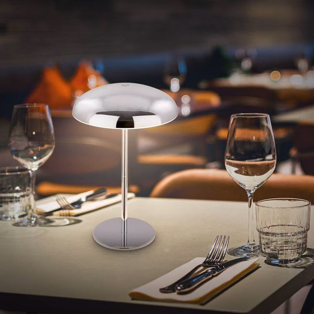 Briloner Rechargeable LED Table Lamp in Chrome, Dimmable Touch Control Cordless Night Light, H 30.5 x W 19.5 cm – 6