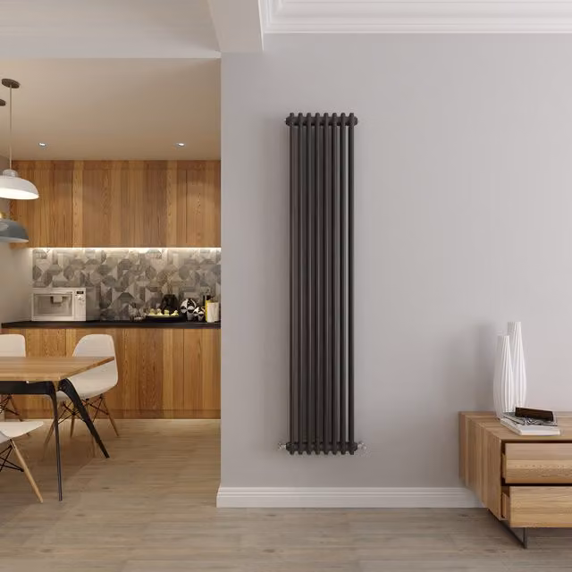 AicaBathroom Vertical Traditional Cast Iron Style 2 Column Radiator in Anthracite, H 180 cm x W 38 cm x D 38 cm