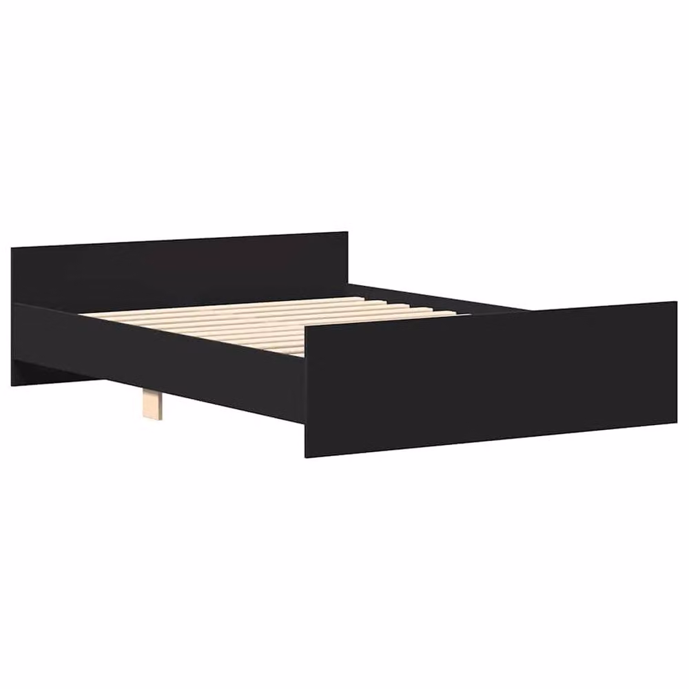 Berkfield Home Double Bed Frame with Headboard and Footboard in Black, W: 135 cm, L: 190 cm – 3