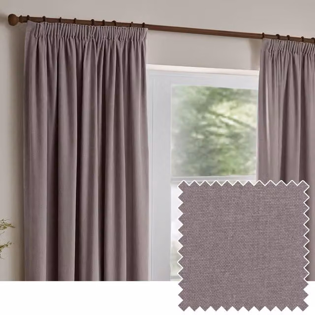 Make It A Home Purple Chenille Velvet Pencil Pleat Opaque Curtains, Height: 229 cm