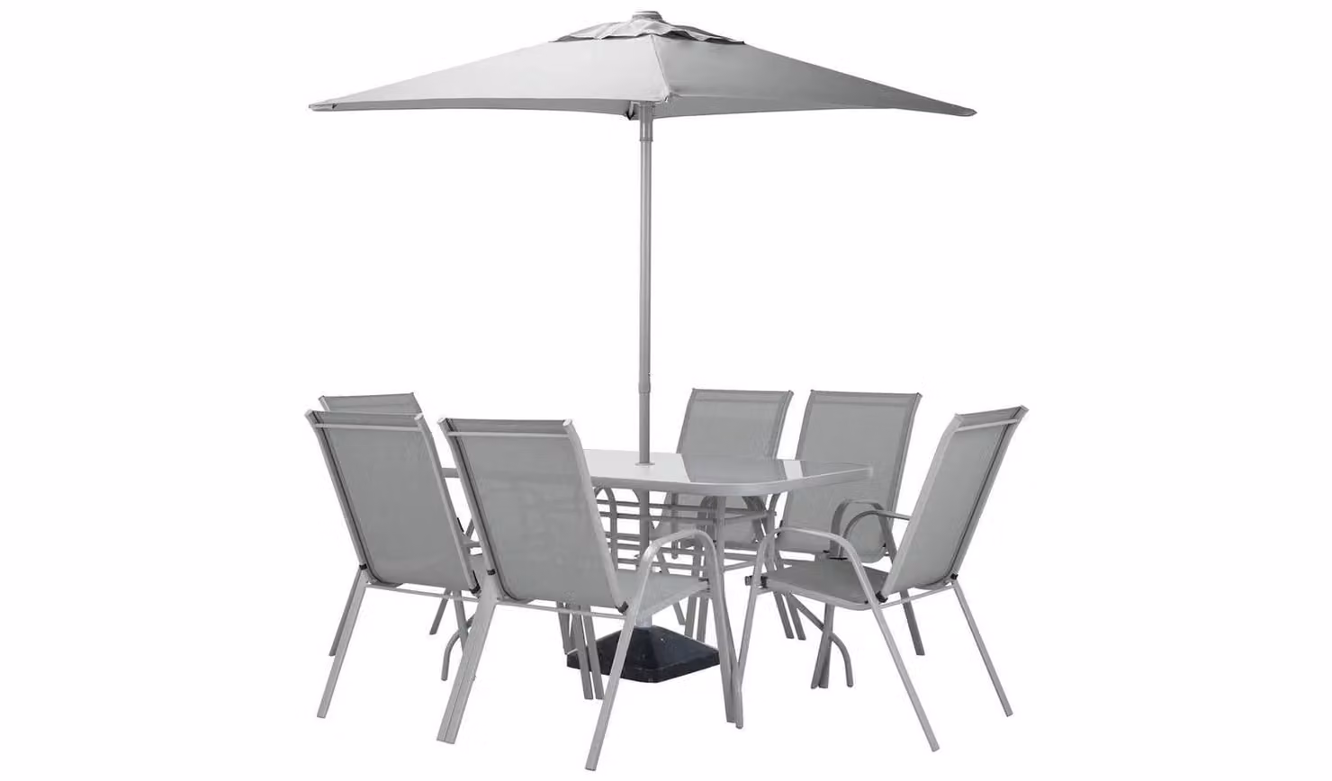 Sicily 6 Seater Grey Metal and Glass Outdoor Garden Dining Set