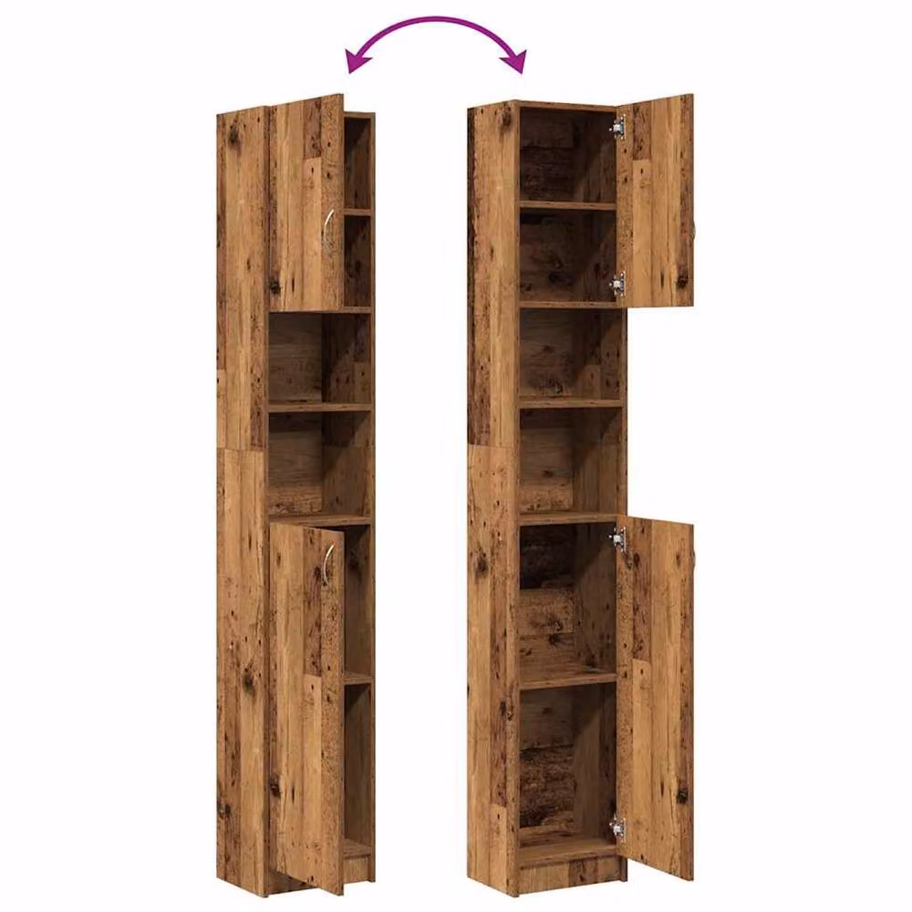 Berkfield Home Wall Mounted Bathroom Cabinet in Brown Old Wood, W/D/H: 32 x 25.5 x 190 cm – 4