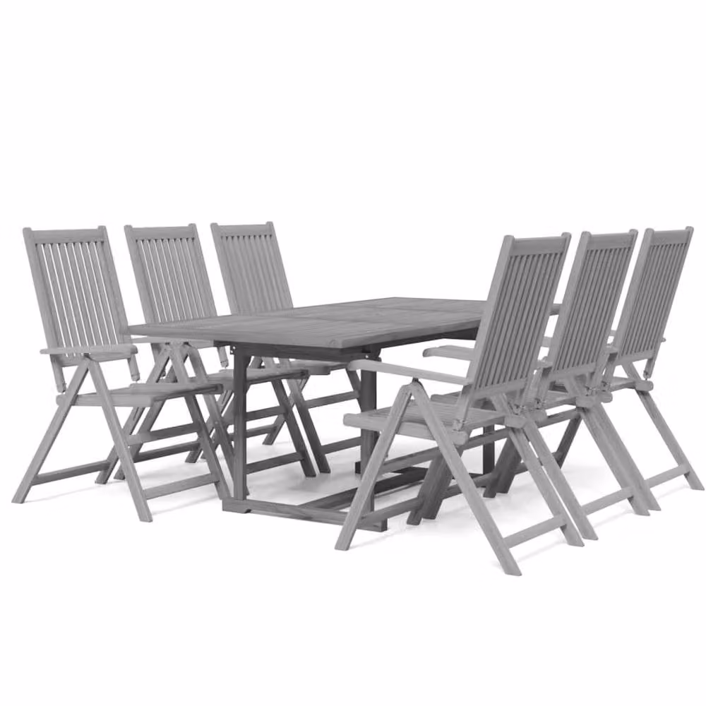 Berkfield Home 7 Piece Extendable Garden Dining Set in Grey Oiled Acacia Wood – 2