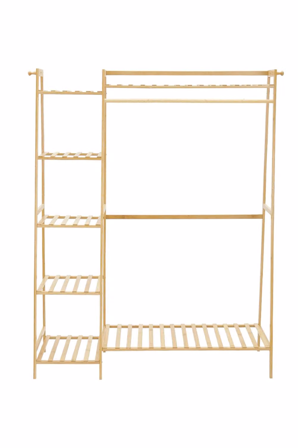 ExtraStar Bamboo Freestanding Clothes Rack with Shelves in Beige, Height: 130 cm – 2