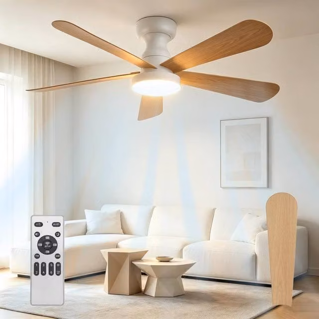 Resmo Modern LED Ceiling Fan with Dimmable Light and Remote Control, White