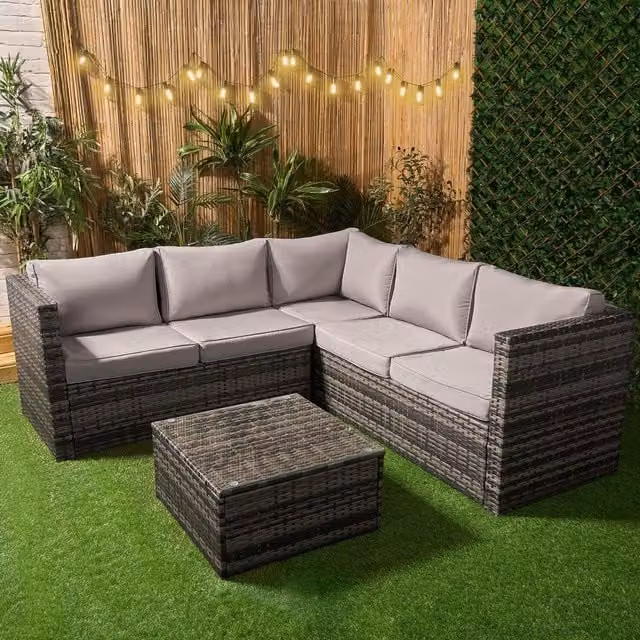OHS Modern 3 Seater Rattan Sofa in Grey