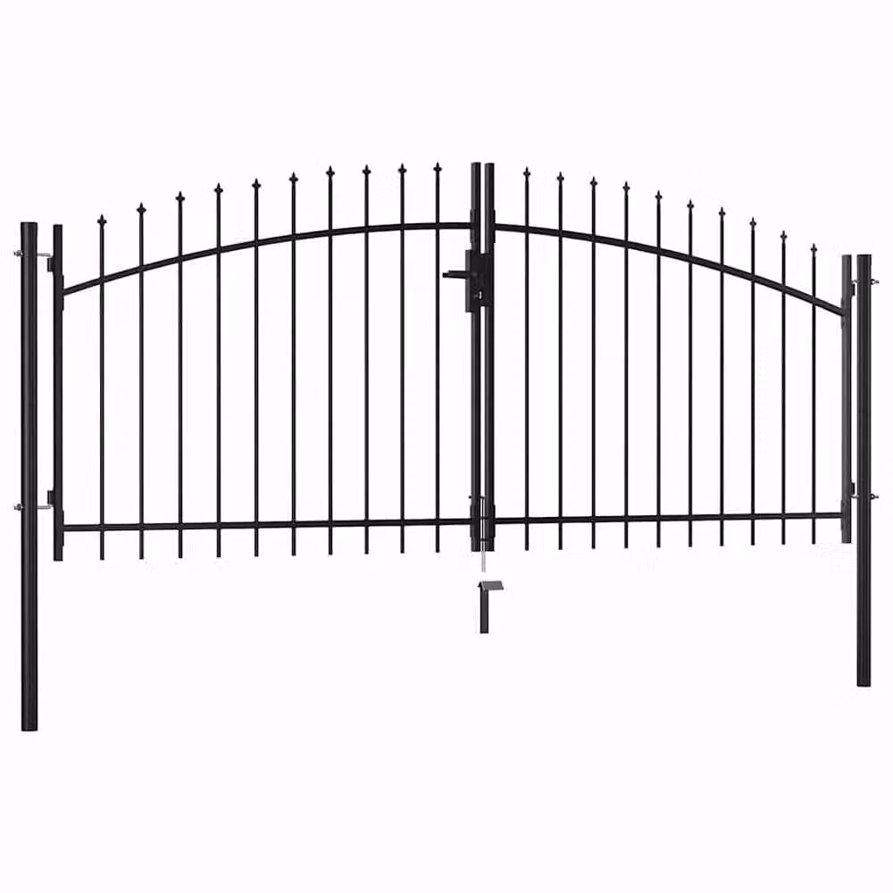 Berkfield Home Elegant Double Door Steel Fence Gate with Spear Top, Black, W: 300 cm, H: 150 cm – 1