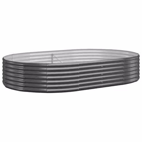 vidaXL Anthracite Galvanised Steel Garden Raised Bed W: 214 cm, D: 140 cm, H: 36 cm – 1