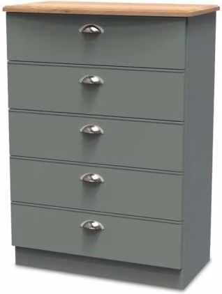 Welcome Victoria 5 Drawer Chest of Drawers in Green