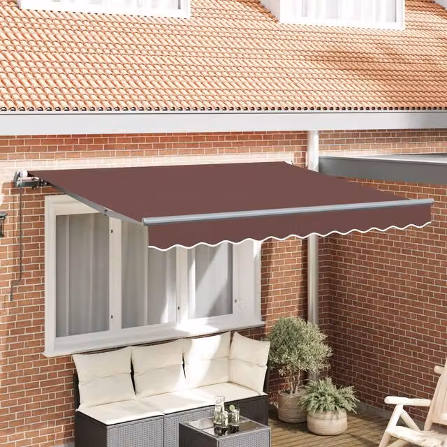 Berkfield Home Manual Retractable Wall-Mounted Folding Arm Garden Awning in Brown and Anthracite