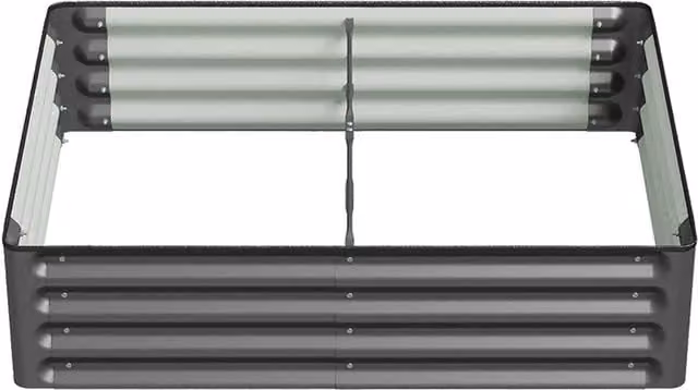 Breeins Galvanised Steel Rectangular Raised Garden Bed, Dark Grey, W: 120 cm, D: 90 cm