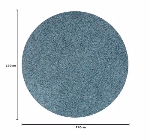 THE RUGS Round Shaggy High Pile Rug, Duck Egg Blue, Diameter: 120 cm – 2
