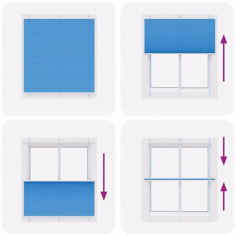 Berkfield Home Single Pleat Polyester Blind in Blue, W: 115 cm, H: 150 cm – 2