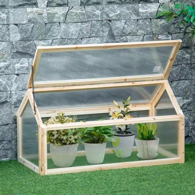 Outsunny Wooden Cold Frame Greenhouse with White Polycarbonate Panels for your Vegetable Garden – 1