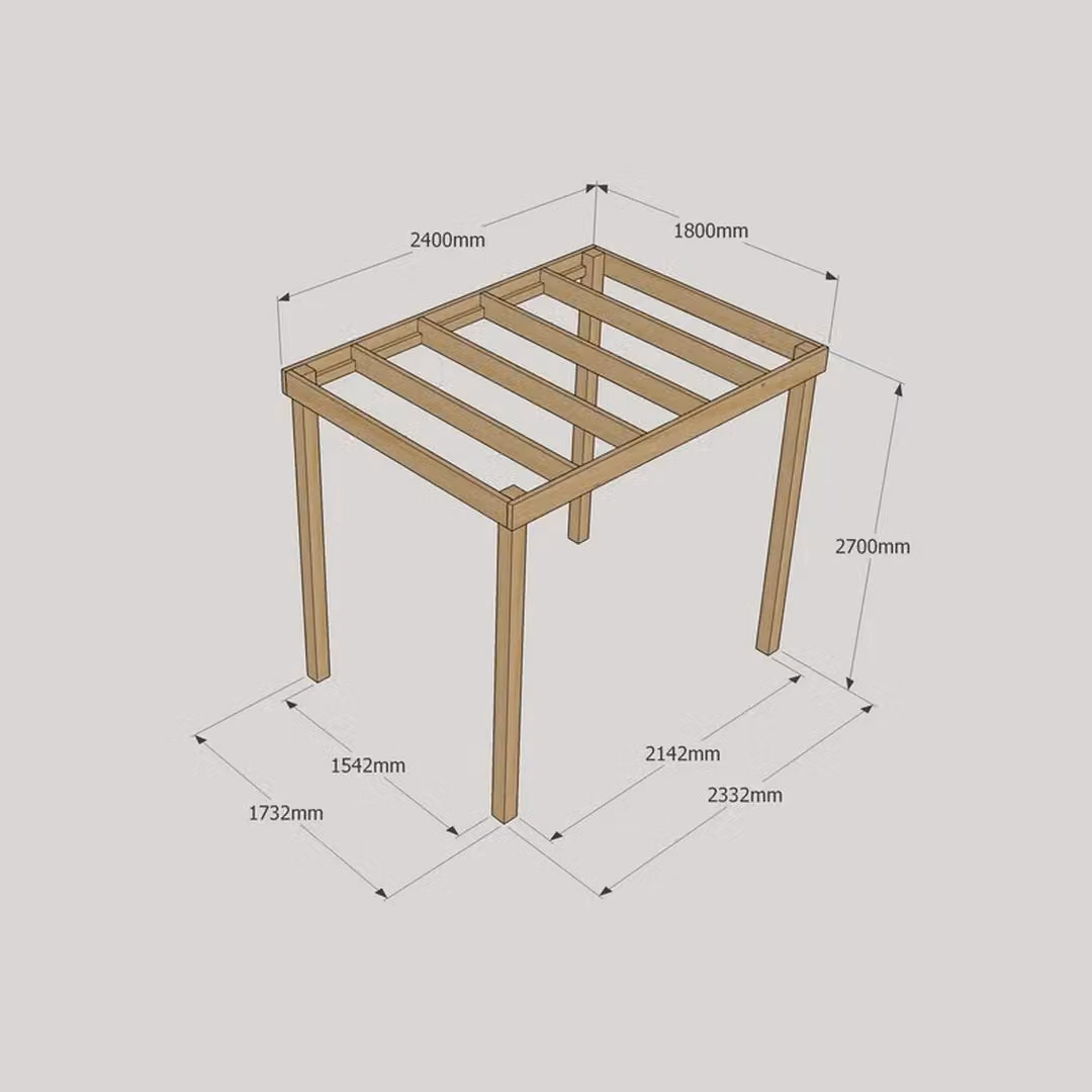 Rutland County Garden Furniture Ltd Box Pergola in Wood and Galvanised Steel, Green and Brown, W: 240 cm, D: 180 cm, H: 270 cm – 2