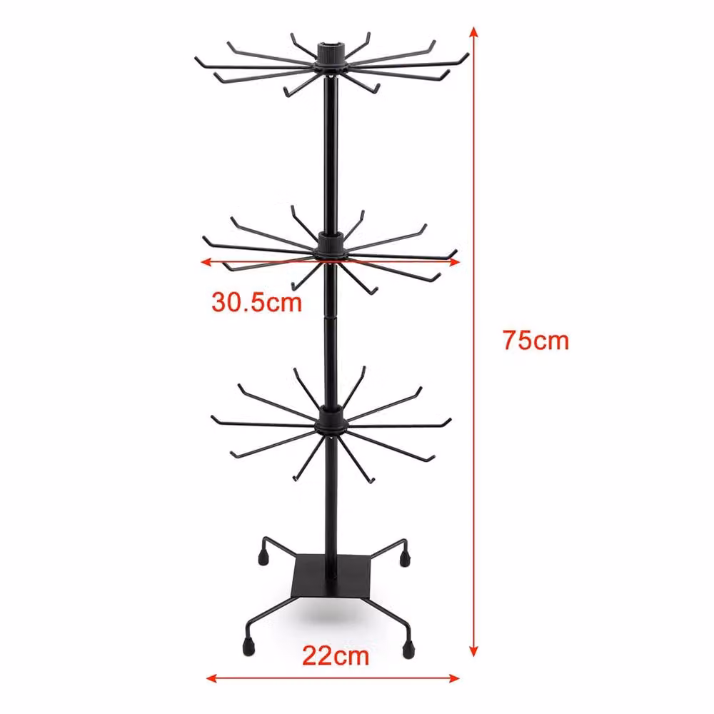 Nordara 3-Tier Rotating Metal Jewelry Display Stand and Storage Rack in Black – 2