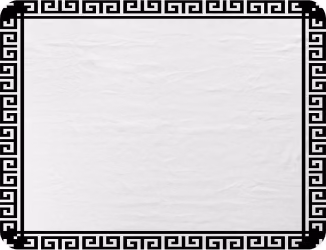 Benjamin Tate Design Greek Key Border Frame Fleece Blanket in Black, Beige or White, W/D/H: 120 x 150 cm – 2