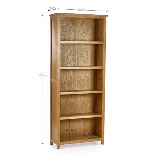 Julian Bowen Mallory Oak Bookcase, H190 x W80 x D30 cm – 2