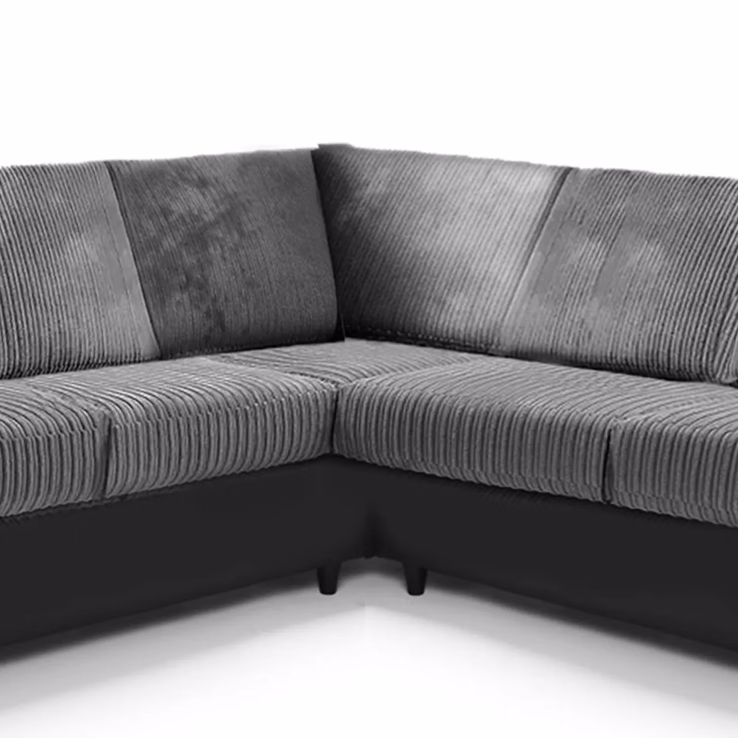 Furnishings For Less UK Ferguson 5 Seater L-Shaped Corner Sofa in Grey Striped Jumbo Cord Fabric with Full Back – 3