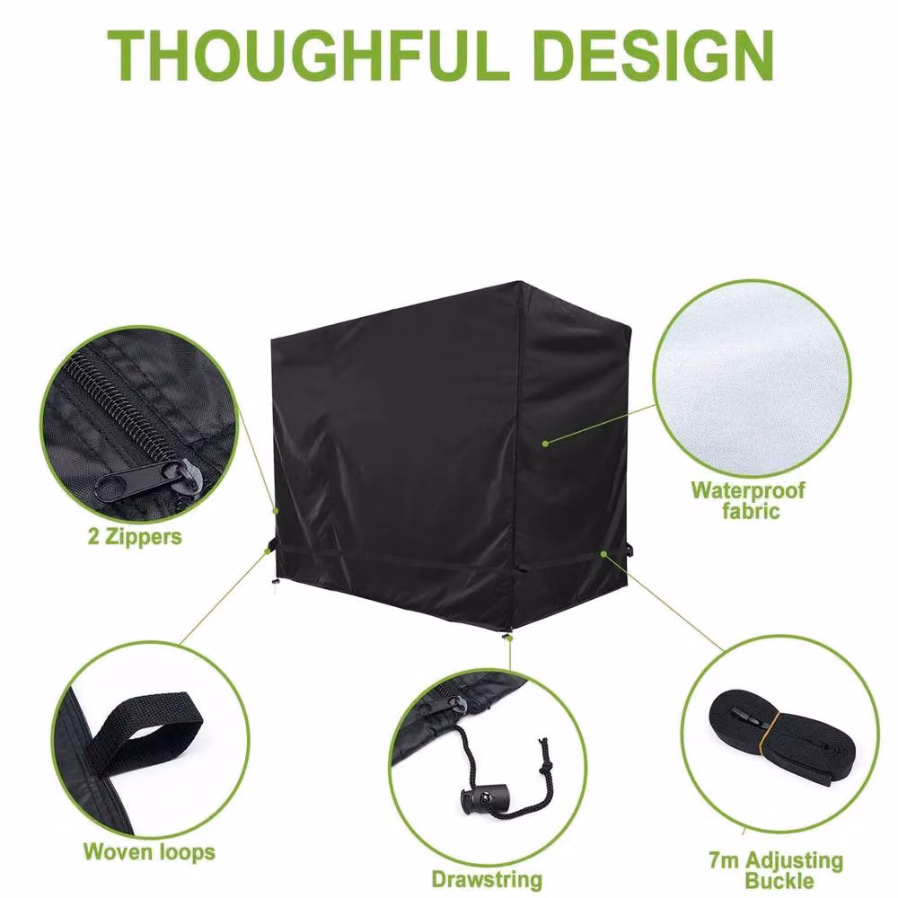 NESTLUNE Heavy Duty Black Polyester Cover for 3 Seater Garden Swing Chair, W: 100 cm x D: 100 cm – 4