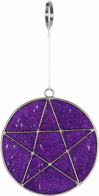 KDMK Mystical Pentagram Suncatcher in Purple with Geometric Star Design