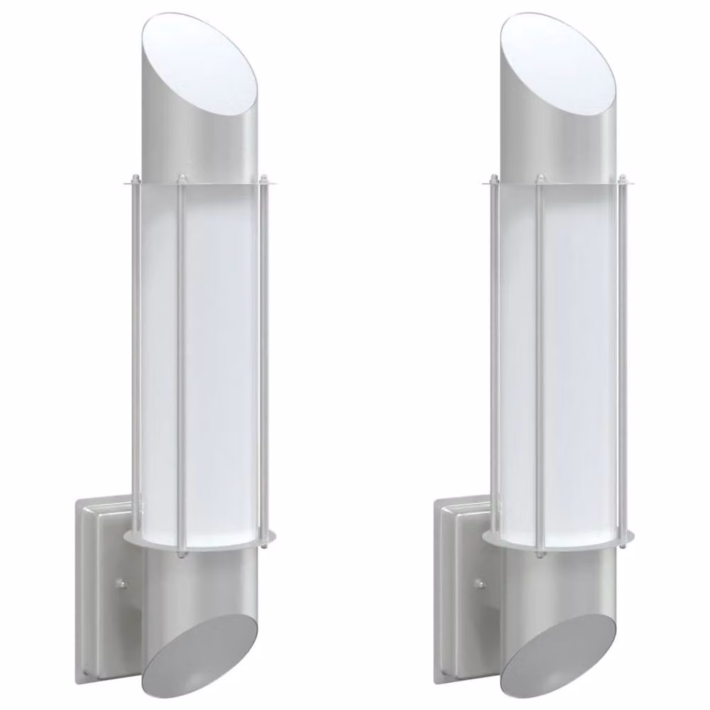 Berkfield Home Modern Silver Stainless Steel Outdoor Wall Lights, 2 Pack – 2