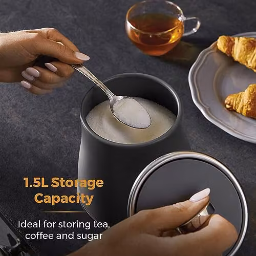 Tower Renaissance Grey Airtight Tea, Coffee and Sugar Storage Canister Set of 3 – 2