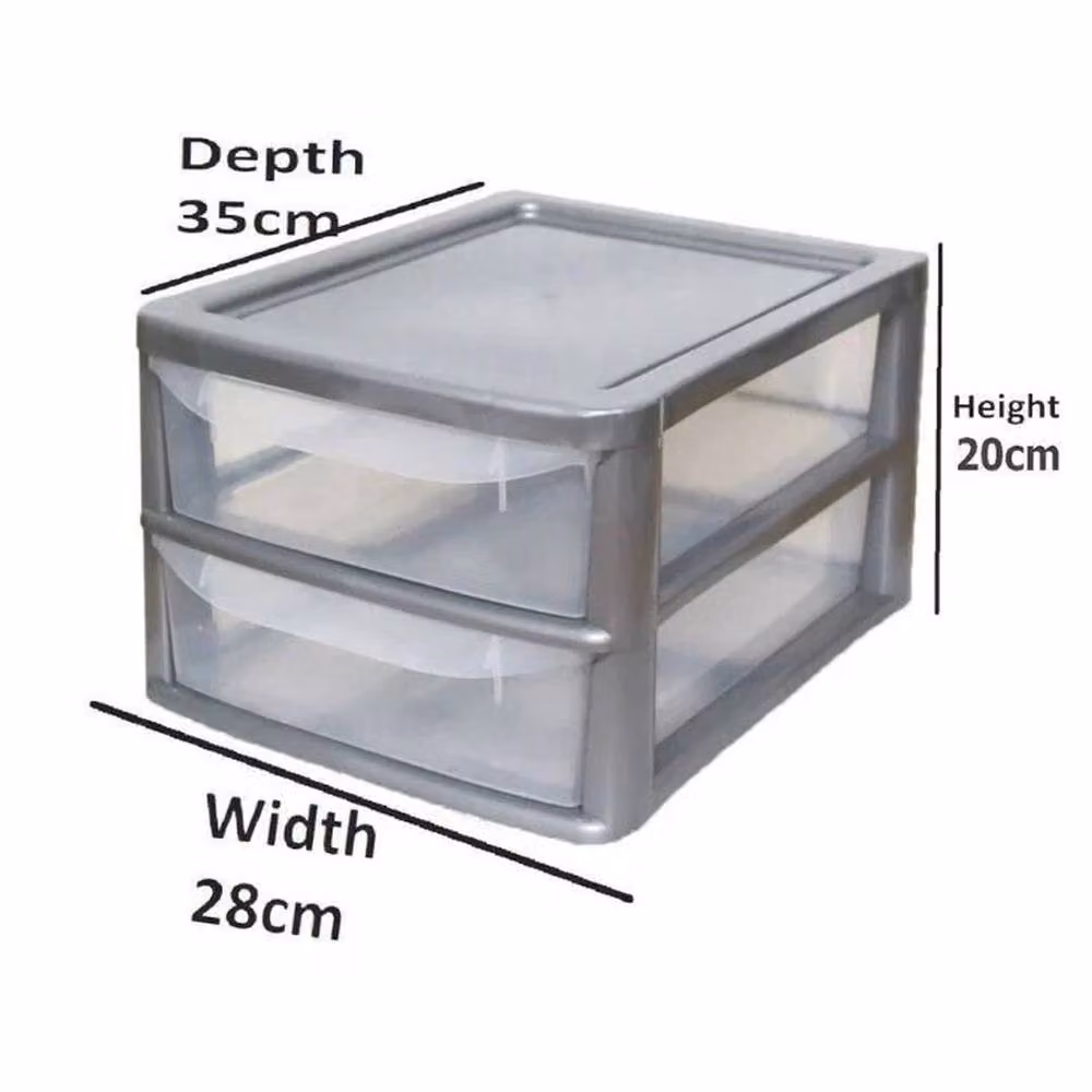 FORGEVIO A4 2 Drawer Unit with Plastic Tabletop in Grey and Silver, Width: 50 cm – 2