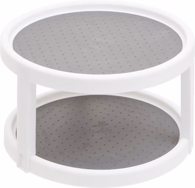 Orsina Two Tier Rotating Plastic Turntable with Shelf in Grey or White