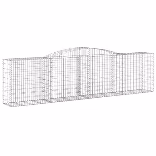 vidaXL 8-piece Arched Gabion Baskets in Silver Galvanised Steel, W/D/H: 400 x 50 x 100/120 cm – 1