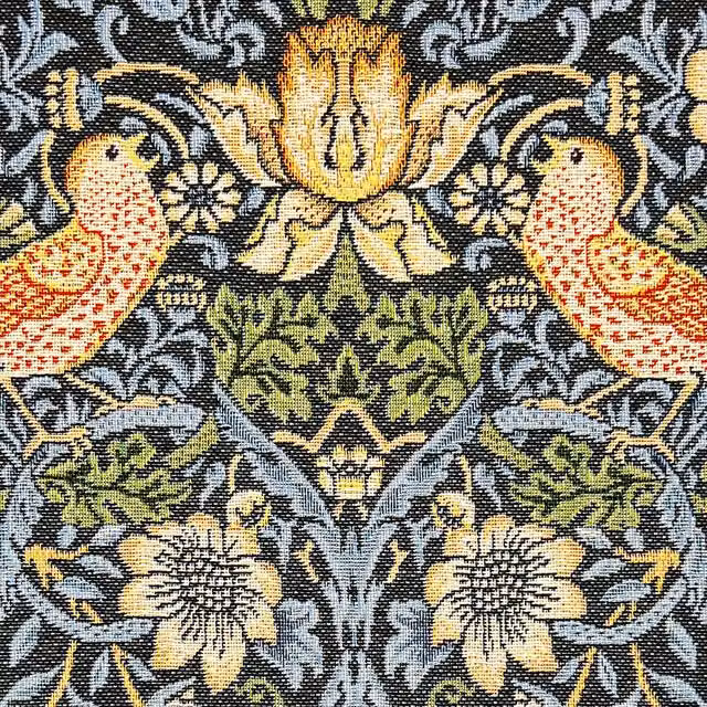 William Morris Strawberry Thief Tapestry Fabric in Grey and Multicolour